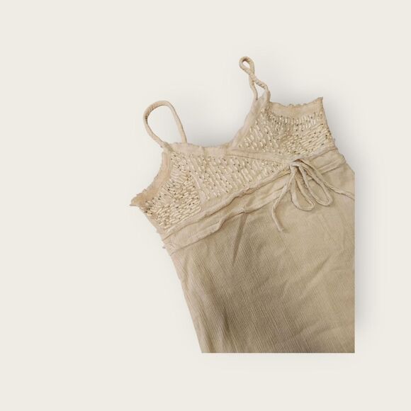 Vintage Y2k Old Navy cream boho beachy empire waist gauzy summer dress Size 6 - Picture 3 of 5